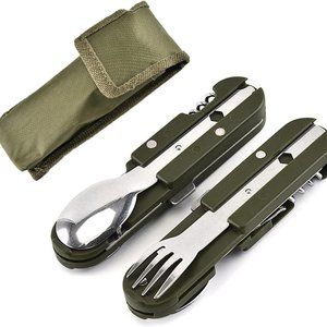 Multipurpose Outdoor Tools Spoon And Fork Set Can Opener With Bag(1 Pack)